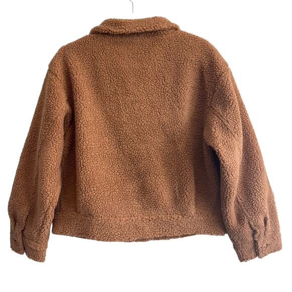 NWOT American Eagle Cropped Teddy Sherpa Jacket Brown Size XS - Picture 7 of 8
